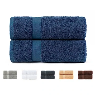 Image de Todocama Lot de 2 Serviettes Douche, 100% Coton 550 g/m², Extra Douces, très absorbantes et à séchage Rapide. Dimensions 70 x 140 cm, Couleur Bleu Marine.