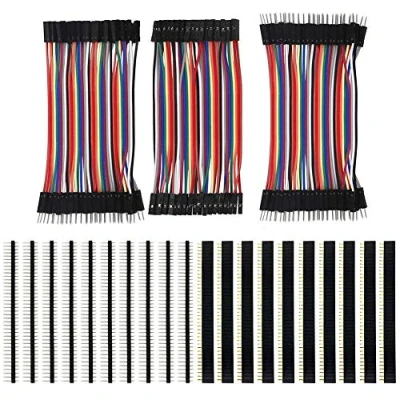Image de KeeYees 120pcs 3x10CM Câbles Jumper Wires 40Pin Mâle à Femelle, Mâle, Femelle et 20pcs 2.54mm Bande de Pin tête Simple Rangée pour Arduino