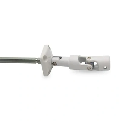 Image de Sortie de Caisson Blanc Passe Coffre Guide déporté Articulation 6 pans 7 Longueur 175 mm Angulation 30 D841N pour Volet Roulant Qualité Françaises Store Menuiserie