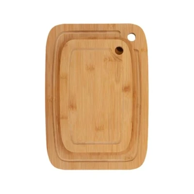Image de FLORINA Ensemble de 3 Planches à Découper en Bambou WOODY I Naturelles avec Rigoles pour Jus Planche Cuisine Antibactérienne Universelles Fromage, Viande, Fruits, Légumes
