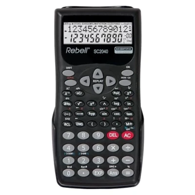 Image de calculatrice scientifique rebell sC2040 240 fonctions mathématiques et 2grand écran noir
