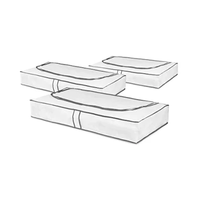 Image de Compactor Lot de 3 Housses Rangement Dessous Lit, Blanc, Polypropylène et EVA, 45 x 108 H. 15 cm, RAN9812