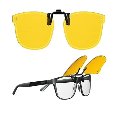 Image de Goiteia Clip polarisé sur les lunettes de conduite nuit anti éblouissantes, minimise efficacement l&#039;éblouissement des phares venant en sens inverse