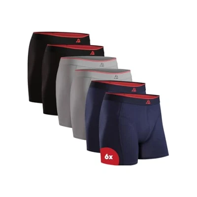 Image de DANISH ENDURANCE Boxers en Fibre de Bambou, À Poche ou sans, Caleçon Ultra Doux et Respirant, pour Homme, Lot 6 Multicolore (2X Noir, 2X Gris, Bleu Marine) 4XL