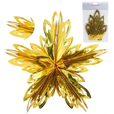Image de Christmas Concepts® 16&quot; (1,3 pi) Grande décoration à Suspendre étoile 3D en Feuille Garniture de Noël (Or)