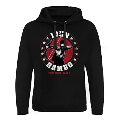 Image de Rambo Officiellement sous Licence John Bow Epic Sweat À Capuche (Noir), Large