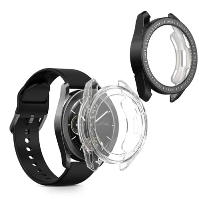Image de kwmobile Coque Compatible avec Xiaomi Watch S3 2X Étui Cadre écran en Silicone pour Fitness Tracker Transparent Noir