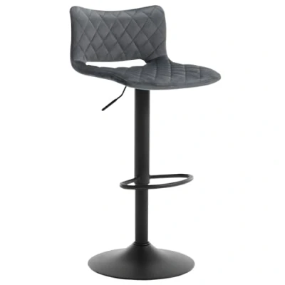 Image de WOLTU Tabouret de Bar Pivotant, Réglable en Hauteur, Salle à Manger avec Repose Pieds, Dossier, Base Évasée, Chaise Velours Rembourrée, Gris foncé, BH392dgr 1
