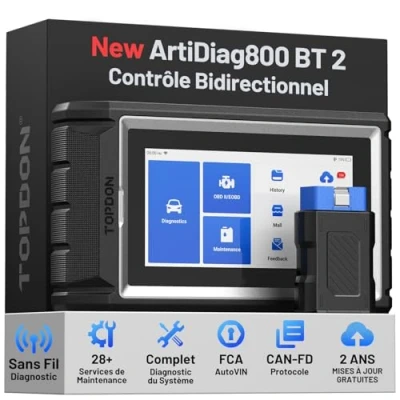 Image de TOPDON ArtiDiag800 BT Outil Diagnostic Voiture pour Systèmes Complets, Valise Auto OBD2 Bluetooth avec 28 Fonctions de Réinitialisation, AutoVIN Plus 10000 Modèles