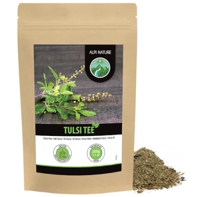 Image de thé Tulsi, Tulsi séché, basilic indien, coupe Tulsitee, 100% naturel, sans additifs (200 GR)