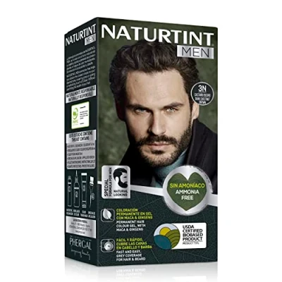 Image de Naturtint Men Biobased Coloration Permanente Sans Ammoniaque pour Hommes Couverture à 100% des cheveux blancs Ingrédients naturels 3N Châtain Foncé 170 ml