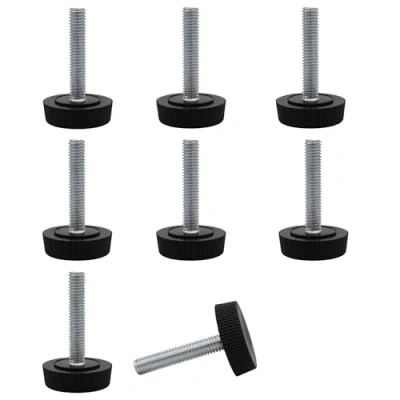 Image de SKIR&#039;CO Lot de 8 pieds nivellement meubles M6 x 30 mm, ronds réglables 25 mm diamètre, pied filetage