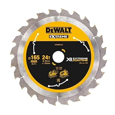 Image de DeWalt XR Runtime circulaire Lame de Scie Extreme Batterie, 1 pièce, 165/20 mm 42 WZ/FZ, dt99561 QZ Noir/Jaune