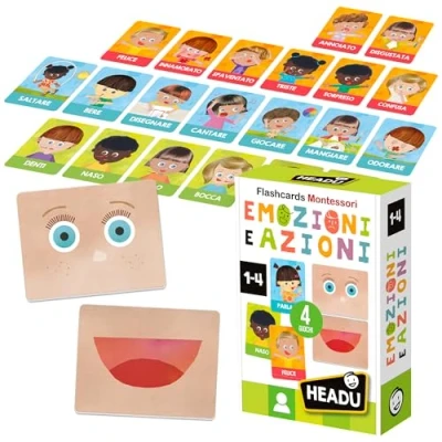 Image de Headu Flashcards Montessori Emotions et Actions 1 4 Ans