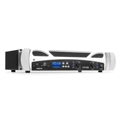 Image de Vonyx VPA1000 Amplificateur Digital 2x 500W, Technologie sans Fil Bluetooth Intégrée, Record MP3, USB/SD, Entrées RCA, Prise Jack 6,35mm, Écran LED en Façade, Télécommande Incluse