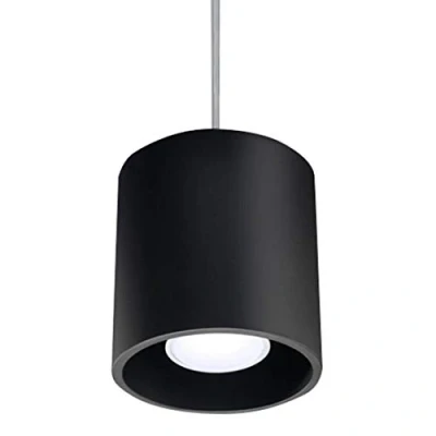 Image de SOLLUX lighting Orbis Suspension Plafonnier Design Moderne avec Abat jour Cylindrique Fabriqué en Aluminium Ampoule GU10 Remplaçable Noir, 10 x 110 cm