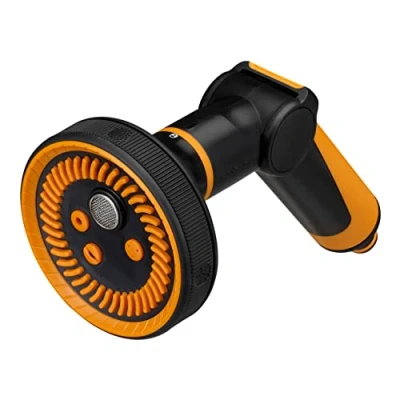 Image de Fiskars Pistolet d&#039;Arrosage Multi, 5 Fonctions, Contrôle de Débit en Continu par le Pouce, Taille Universelle, Noir/Orange, 1065485