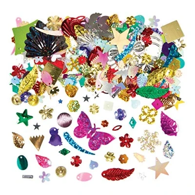 Image de Baker Ross Sequins Multi Couleurs Vendu en pot Idéal pour les loisirs créatifs, décorations de carte et collages