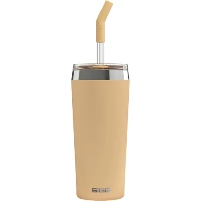 Image de SIGG Mug Isotherme Travel Helia Avec Paille En Verre Durable &amp; Brosse De Nettoyage Étanche Sans BPA Acier Inoxydable 18/8 0,45L / 0,6L