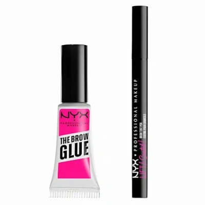 Image de NYX Professional Makeup, Pack DUO, Colle Fixatrice à Sourcils The Brow Glue, Teinte : Transparente + Feutre Lift &amp; Snatch, Espresso (08), Waterproof, Sans Transfert