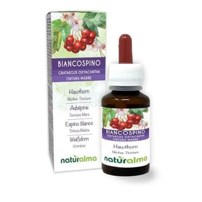 Image de Aubépine (Crataegus oxyacantha) feuilles et fleurs Teinture Mère sans alcool Naturalma Extrait liquide gouttes 60 ml Complément alimentaire Végétalien ou végan