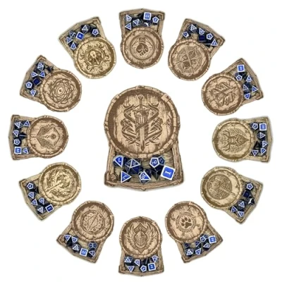Image de D&amp;D Class Dessous de verre en bois gravé au laser avec plateau cube Classes DND pour les fans donjons et dragons (DM)