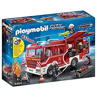 Image de PLAYMOBIL 9464 Fourgon d&#039;intervention des pompiers City Action avec deux personnages et un véhicule qui comprend canon à eau fonctionnel, modu