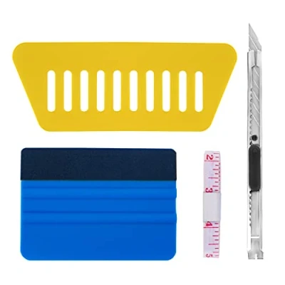 Image de Art3d Outil d&#039;application de Papier Peint,Raclette pour Pose Adhesif,avec Squeegee au Silicone,Couteau Universel et des Lames,Mètre Ruban