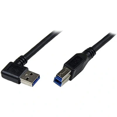 Image de StarTech.com Câble USB 3.0 (5Gbps) SuperSpeed A vers B coudé à angle droit 1 m M/M Noir (USB3SAB1MRA)