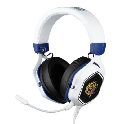 Image de Konix One Piece Casque Gaming Filaire 7.1 pour PC Haut parleurs 50 mm Microphone Câble USB 2 m Rétroéclairage Motif Luffy Blanc