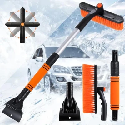 Image de ZQEJEFD Grattoir à Glace et Brosse Neige 2 en 1, de Voiture avec Balai, Pare Brise Détachable Extensible Tête Rotative 360 Degrés pour SUV Camion