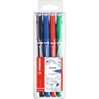 Image de Feutres à pointe extra fine STABILO Lot de 4 Couleurs assorties Non rechargeable effaçable