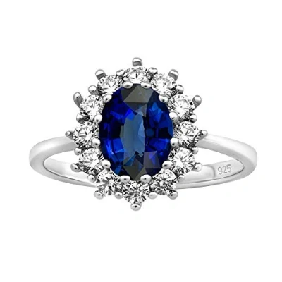 Image de SILVEGO JJJRK985 Bague Femme Argent 925/1000 avec Saphir Synthétique Bleu Foncé de la princesse Kate