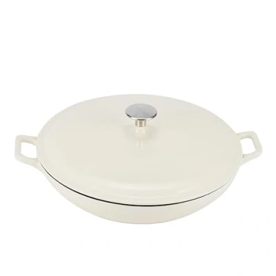 Image de Amazon Basics Sauteuse en fonte Ronde émaillée avec couvercle, 3.1 L, Blanc