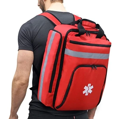 Image de 3DTengkit Sac à Dos médical d&#039;urgence Vide, de Premiers Secours avec réfléchissant, Grande capacité (Sac Uniquement) (Rouge)