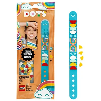 Image de LEGO DOTS Le bracelet Arc en Ciel, Kit de Fabrication Bijoux, Loisir Créatif pour Fille et Garçon à Partir 6 ans, 33 Pièces, 41900