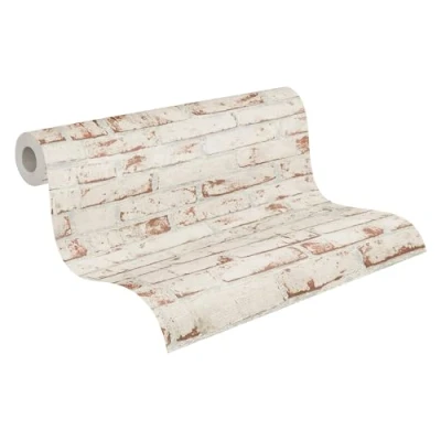 Image de A.S. Création Papier peint intissé pierre en rouge, brun et beige pour différentes pièces de 10,05 m x 0,53