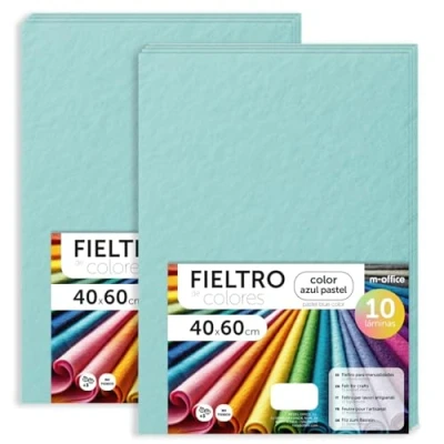 Image de m office Feutrine Loisir Créatif, de Couleurs, Douce et Flexible, Matériau pour Couture, Tissus Patchwork, Idéale Projets DIY, Artisanat ou Décoration, 40x60cm (Bleu Pastel, 20 pcs)