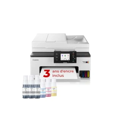 Image de Canon MAXIFY GX2050 Imprimante A4 Couleur pour la Maison et Le Bureau, Imprimante, Copieur, Scanner Télécopieur Jet d&#039;encre MegaTank Tout en Un, Wi FI, Ethernet, USB Comprend 6 bouteilles