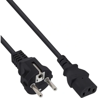 Image de InLine Câble d&#039;alimentation CEE 7 (M) droit pour IEC 60320 C13 50 cm moulé noir