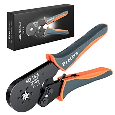 Image de Outil de Sertissage Virole 0,08 16 mm² / AWG 28 5, Pince à Sertir Fil Preciva, Cliquet Auto Réglable pour Terminaux Câbles Manchons D&#039;extrémité