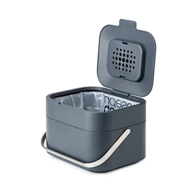 Image de Joseph Stack 4 Poubelle pour les déchets alimentaires avec couvercle et Filtre Anti Odeurs, Bac à compost de cuisine poignée Graphite, L