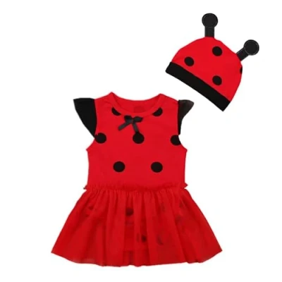 Image de Lito Angels Deguisement Robe Body Barboteuse Coccinelle Ladybug avec Chapeau pour Bebe Filles Taille 9 12 mois