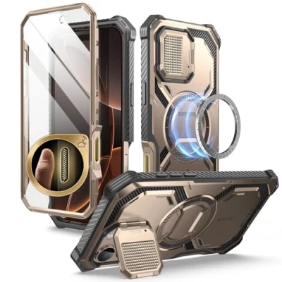 Image de i Blason Coque pour iPhone 16 Pro Max avec Protecteur Caméra Support Intégrés [Compatible Bouton &amp; MagSafe] [Protection Militaire] Armorbox Intégrale Protection d’Ecran, Or Rose