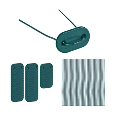 Image de Relaxdays Attaches pour Brise Vue, 52 pastilles avec Fils, kit de Fixation Pare Soleil, Vert