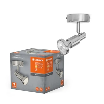 Image de LEDVANCE LED Projecteur, projecteur de haute qualité à 2 flammes en aluminium, adapté aux murs et plafonds intérieurs, lampes GU10 remplaçables incluses, blanc chaud (2700K), 3W, SPOT 2x3W