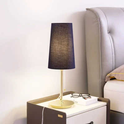 Image de Lucande Lampe à poser Pordis (Moderne) en Doré Métal e. a. pour Salon &amp; Salle manger (1 lampe,à E27), textile