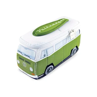 Image de BRISA VW Collection Pochette, trousse de maquillage, toilette, en néoprène universel Volkswagen Combi T2 (Design Vert &amp; Blanc/Petit)
