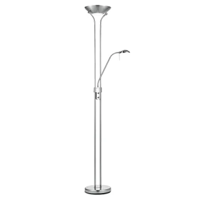 Image de Home Sweet Lampadaire classique 50 x 180 cm Intensité variable Avec lumière principale R7s liseuse G9 Argent Utilisation pour les chambres et salons