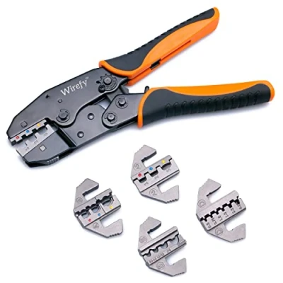 Image de Wirefy Jeu de 5 Pinces a Sertir Pince à cliquet pour Fils Électriques, Connecteurs Thermorétractables, en Nylon, non Isolés, Cosses Embouts, Orange